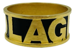 Karl Lagerfeld 90s Heavy Gold-Tone Enameled Bangle Bracelet