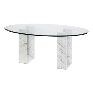 Vintage Diapason Dining Table in Carrara Marble and Glass by Cattelan Italia, 1990s For Sale