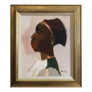 Mid-Century Modern 'The Quiet Within' Swedish Figurative Portrait Oil Painting, Framed
