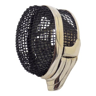 Vintage Italian Handmade Genuine Silver Fencing Mask Figurine by Sacchetti of Arezzo, 1980s Solid 800 Silver Sports Sculpture and Rare Gift For Sale