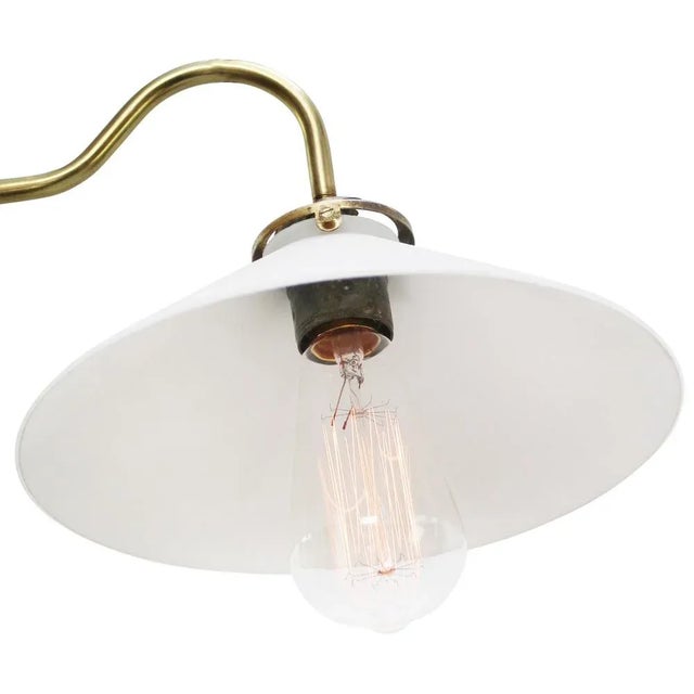 Mid-Century Modern French White Opaline Glass and Brass Sconce For Sale - Image 3 of 8