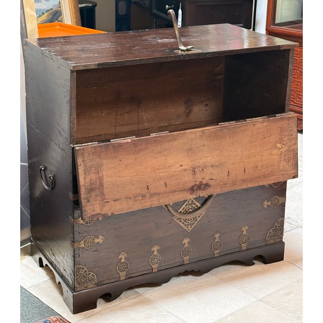 Design Plus Gallery presents a Vintage Korean Bandaji Storage Chest. The rectangular wood case is joined by exposed...