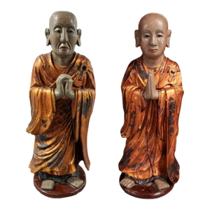 Pair of Antique Vietnamese Wood Statues