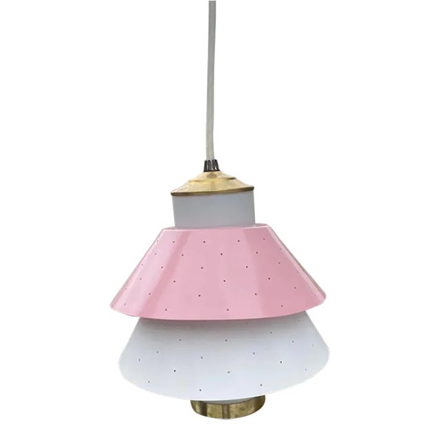 1950s Mid Century Modern Ufo Diner Coffee Shop Pink Hanging Ceiling Lamp For Sale