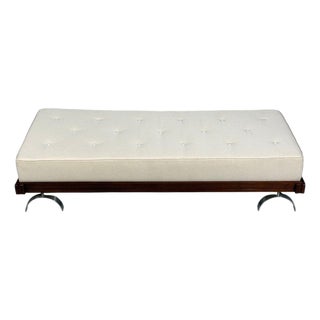 Martin Borenstein, Daybed, Walnut, Steel, Beige Upholstery, Usa, 1960s For Sale