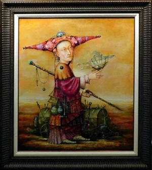 Nick Japaridze "Inventor Ii" Original Oil on Canvas, Custom Framed