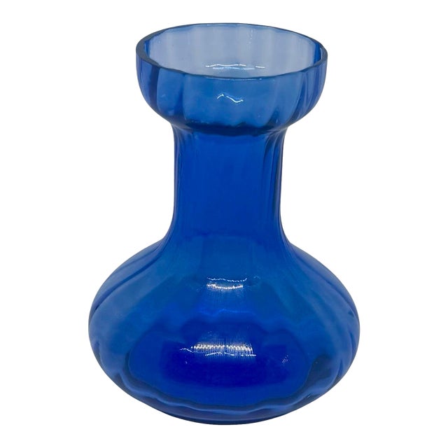Vintage Cobalt Blue Hour-Glass 5 5/8” Hyacinth Forcing Vase For Sale