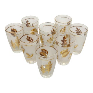 Golden Foliage Glass Tumblers by Libbey, Set of 8 For Sale