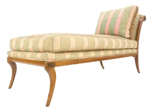Klismos Light Carved Walnut Frame Chaise Lounge Chair Stunning MIINT Frame!