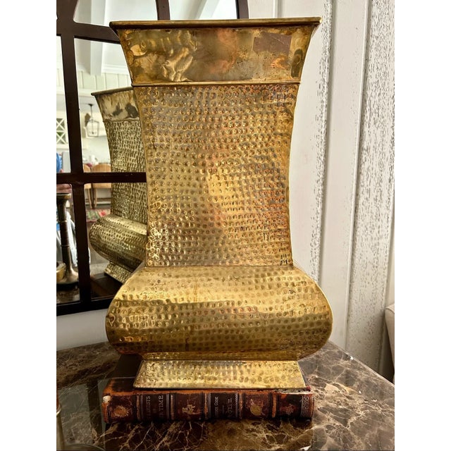 Vintage Hammered Brass Umbrella Stand For Sale In Kansas City - Image 6 of 6