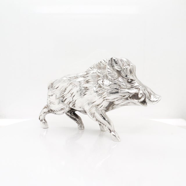 Modern Vintage Sterling Silver Figural Boar Figurine For Sale - Image 3 of 11