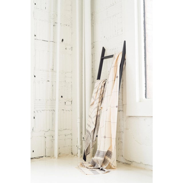 White Mool Handloom King Size Bedpsread Coverlet Black & White, in Organic Cotton For Sale - Image 8 of 9