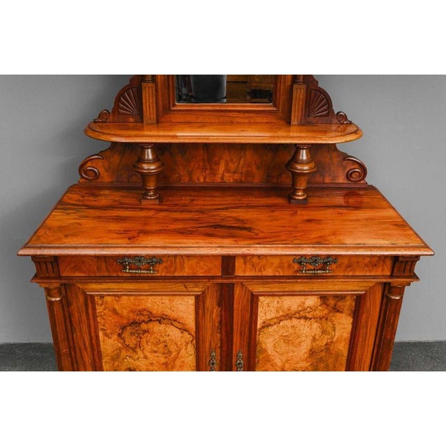 Gründerzeit Sideboard in Walnut with Mirrored Top, 1800s For Sale - Image 9 of 18