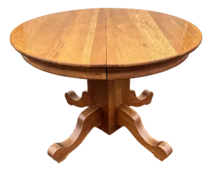 Antique American Oak Pedestal Extension Dining Table