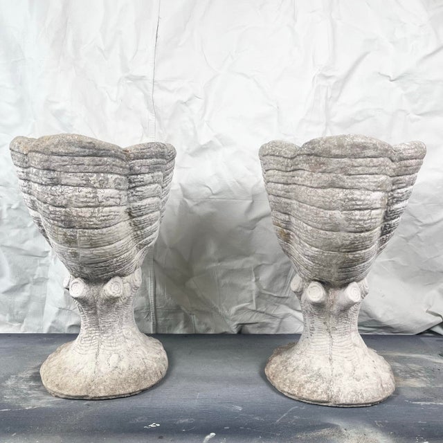 Vintage Cast Stone Nautilus Shell Planters- A Pair For Sale - Image 4 of 12