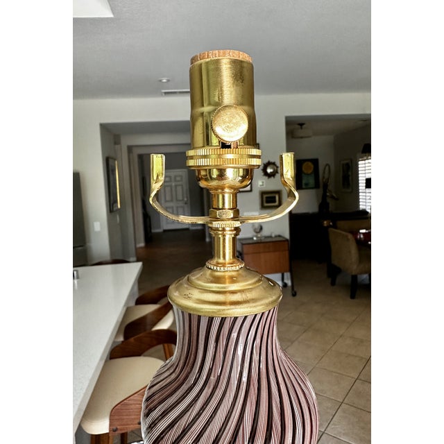 Mid Century Aventurine Filigrana Dino Martens Murano Table Lamp For Sale - Image 9 of 17