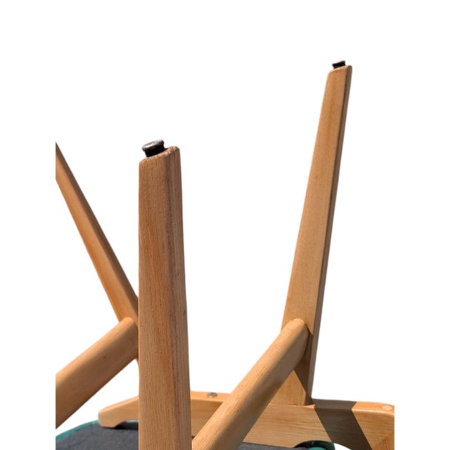 Chairs in Maple Wood and Sea Green Velvet, 1950s, Set of 6 For Sale - Image 12 of 14