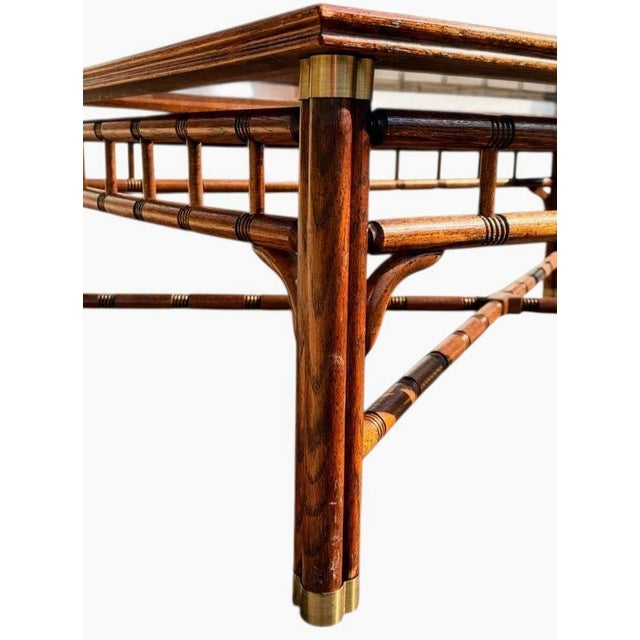 Mid-Century Modern Elevate Your Living Space With the Timeless Elegance of the Ralph Lauren Faux Bamboo Walnut Coffee Table 1970s For Sale - Image 3 of 9