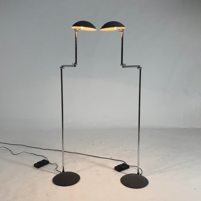 1990s Pair of Herbert H. Schultes "Orbis" Floor Lamps by ClassiCon For Sale - Image 5 of 12