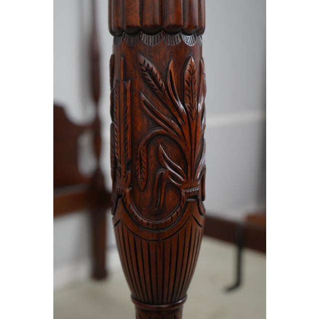 Henkel Harris Queen Size Rice Carved Mahogany Poster Bed For Sale - Image 11 of 17