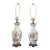 Mid 20th Century Floral Chinoiserie Lamps Pair Vintage Off White Pink Accent Asian Table Lamp - Pair For Sale
