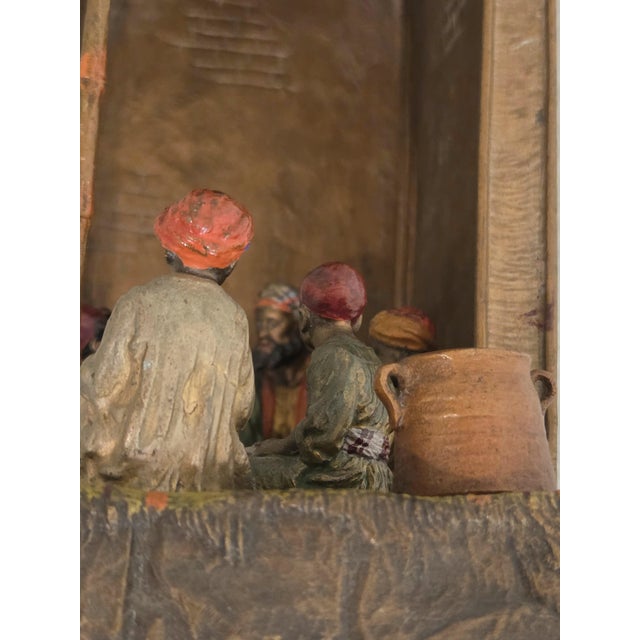 Tribal Early 20th Century Original Orientalist Austrian/ Vienna Cold Painted Bronze Lamp of a Classroom For Sale - Image 3 of 18