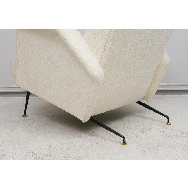 Pair of Italian Mid-Century Lounge Chairs Upholstered in Boucle Fabric For Sale - Image 10 of 11