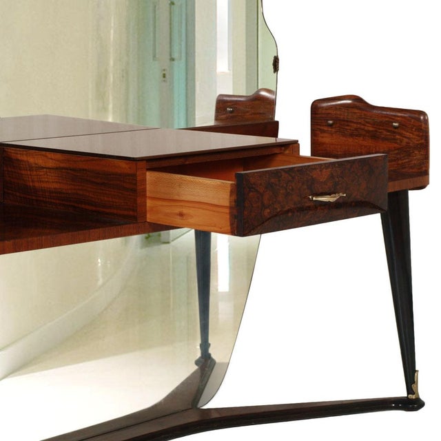 Mid-Century Modern Italian Burl Walnut Mirror by Cesare Lacca, 1950s For Sale - Image 3 of 11