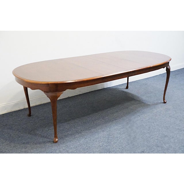 Late 20th Century Stanley Furniture Solid Cherry Traditional Style 98" Oval Dining Table 6111-32 For Sale - Image 5 of 11