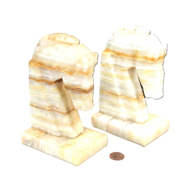 Mid-Century Modern Mid Century Modern Onyx Horse Head Book Ends - Set of 2 For Sale - Image 3 of 4