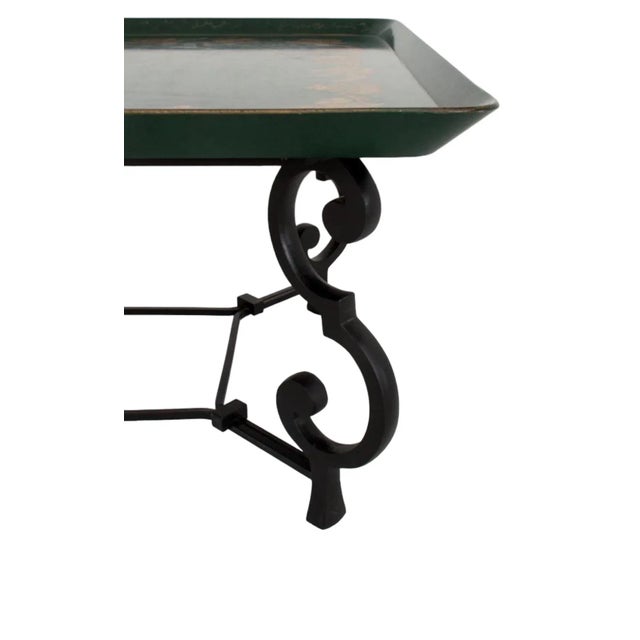Mid 20th Century Mid-Century French Maison Ramsay Painted Tole Style Wood / Iron Tray Top Coffee Table For Sale - Image 5 of 6