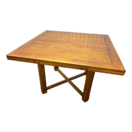 Expandable Wood Dining Table, Light Walnut Stain, Modern Design, 1990 For Sale