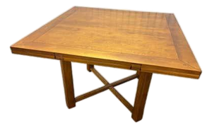 Expandable Wood Dining Table, Light Walnut Stain, Modern Design, 1990