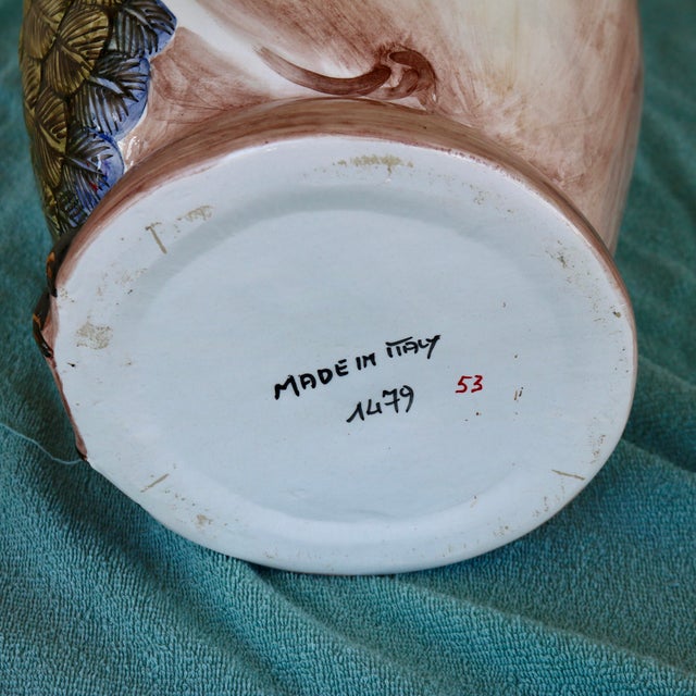 Vintage 1970s Italian Hand-Painted Ceramic Owl Umbrella Stand - Model 1479 For Sale - Image 9 of 16