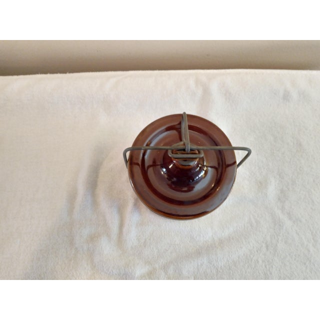 Vintage Brown 5" Crock with/ Lid and Wire Bail. Crock is in excellent condition without chips or cracks. Measures...