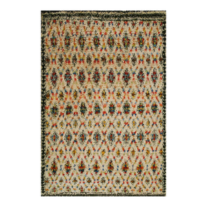 Beautiful White Ivory Color and Diamond Pattern Antique Moroccan Rug