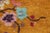 Brass Vintage Chinese Art Deco Rug | Gold & Green Colors | Small Floral Rugs For Sale - Image 8 of 8