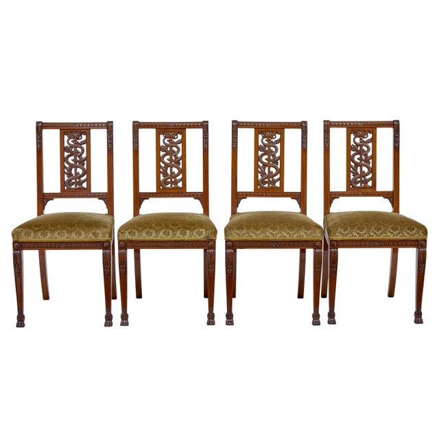 Traditional Vintage Empire Revival Suite in Carved Walnut, 1920, Set of 7 For Sale - Image 3 of 13