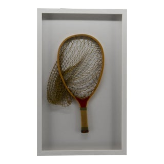 Antique Fishing Net Wrapped Handle Framed For Sale