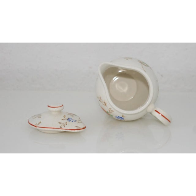 Ceramic Antique Hand Painted Ceramic Floral Design Lidded Pitcher For Sale - Image 7 of 9