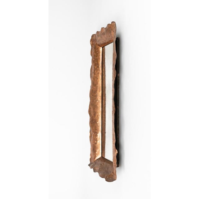 Metal Mid-Century Mirror in Hammered Copper attributed to Angelo Bragalini, Italy, 1960s For Sale - Image 7 of 11