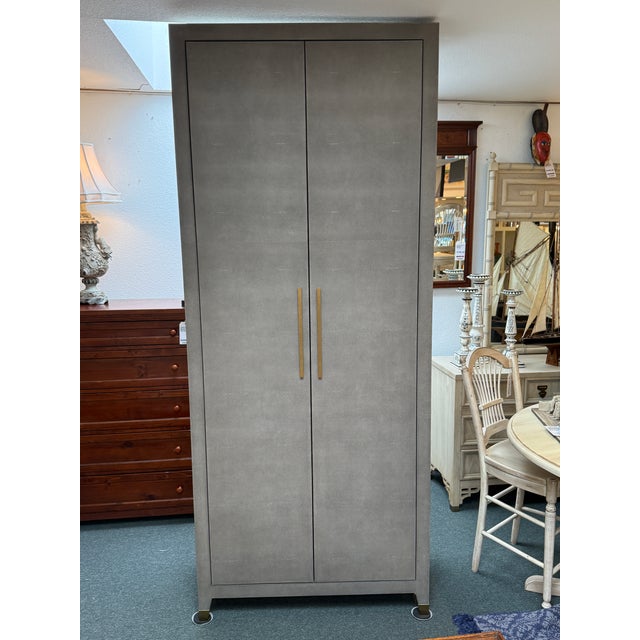 Wood Restoration Hardware Graydon Shagreen Cabinet For Sale - Image 7 of 12