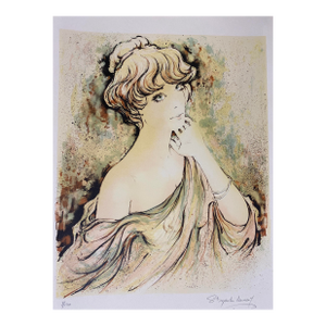 French Art Nouveau Style Figurative Color Lithograph, Signed and Numbered