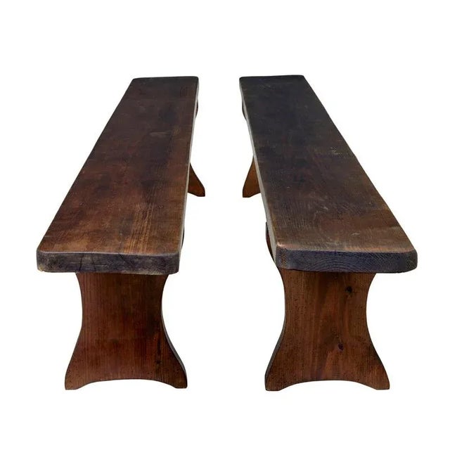 Wood Set of Large Antique Scandinavian Pine Benches, 1890s For Sale - Image 7 of 8