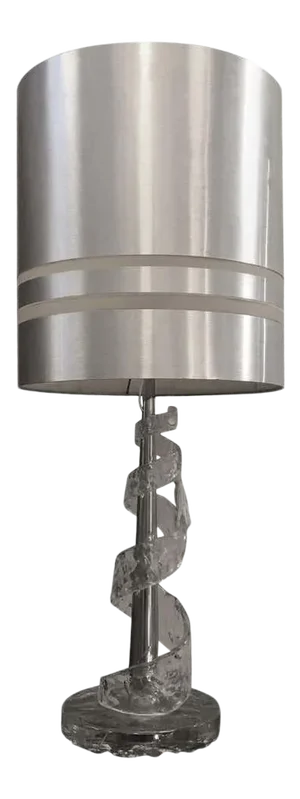1970s Angelo Brotto Spiral Transparent Murano Glass Table Lamp