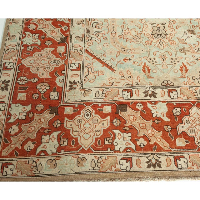 Persian 1920s Persian Tabriz Blue Background Floral Handmade Wool Rug For Sale - Image 3 of 8