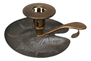Art Nouveau Hand-Held Candleholder in Steel, Brass-Plated, 1903