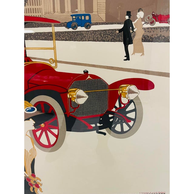 Vintage Mercedes Benz Stuttgart Lithograph Poster Framed Art Deco For Sale - Image 11 of 16