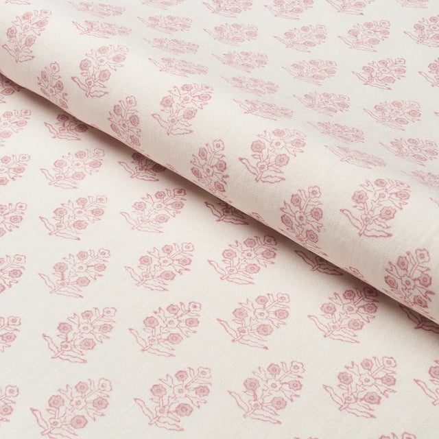 Schumacher Schumacher Aditi Hand Blocked Print Fabric In Blush For Sale - Image 4 of 4