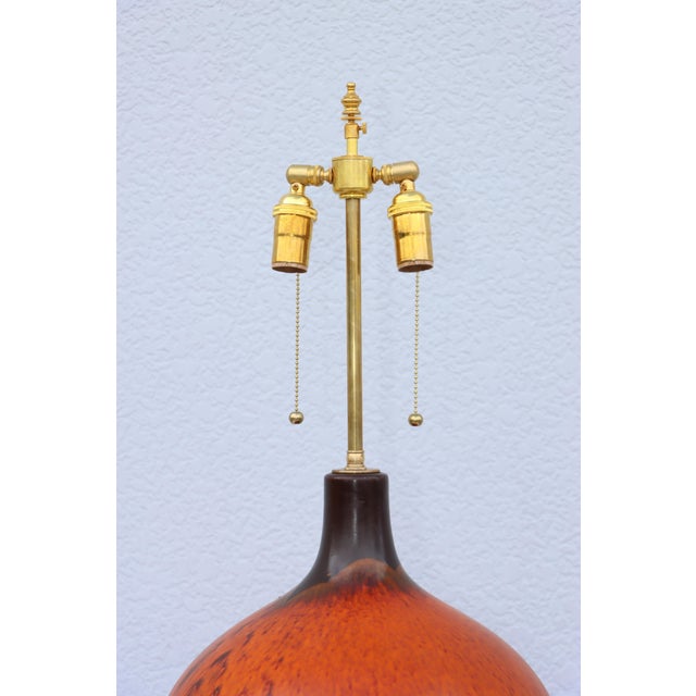 1960's Mid-Century Orange Lava Drip Glazed Table Lamp For Sale In New York - Image 6 of 12